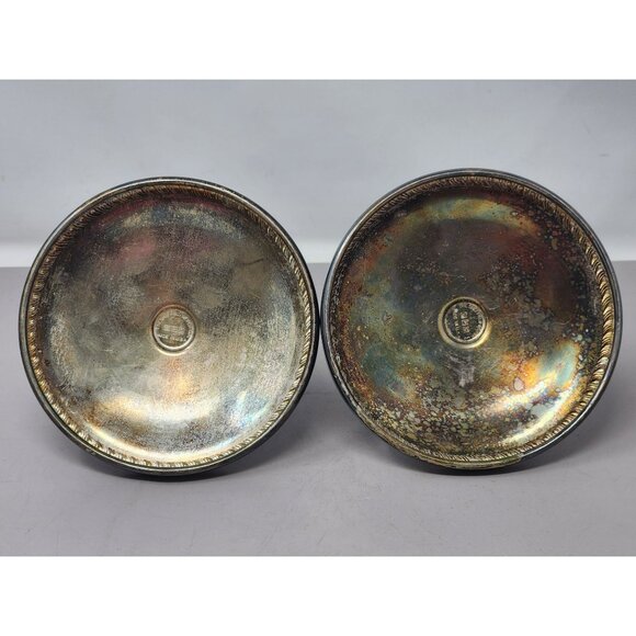 Pair‎ Of Sheffield Silver Co. EPC Candle Holders Vintage Tarnished - Picture 3 of 9